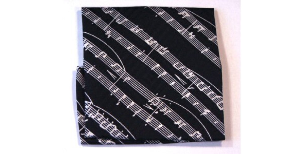 Silk HANDKERCHIEF Manuscript On Black