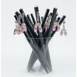 Ball Pen With Ballet Shoes Charm Pink/Crystal