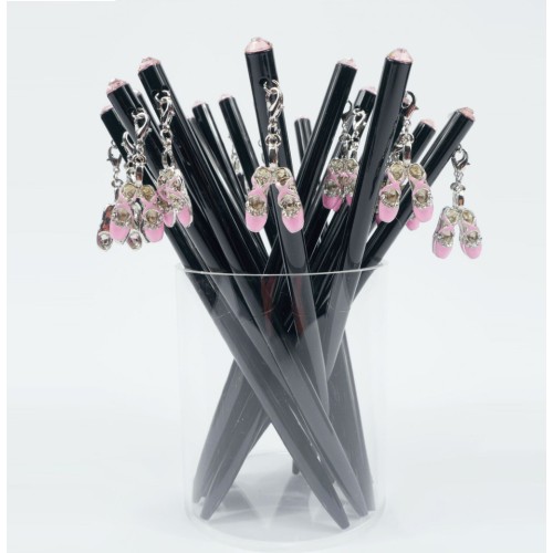 Ball Pen With Ballet Shoes Charm Pink/Crystal