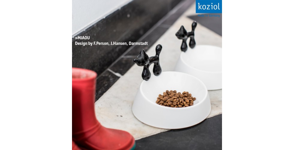 1 Cat Dish MIAOU Koziol & 1 pet food spoon set of 2 Koziol