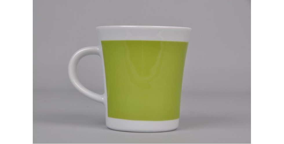 Porcelain Mug Green for Left Handed 