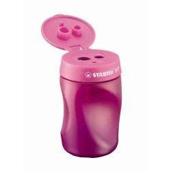 STABILO EASYsharpener 3-in-1 Left Handed Ergonomic Sharpener - Pink