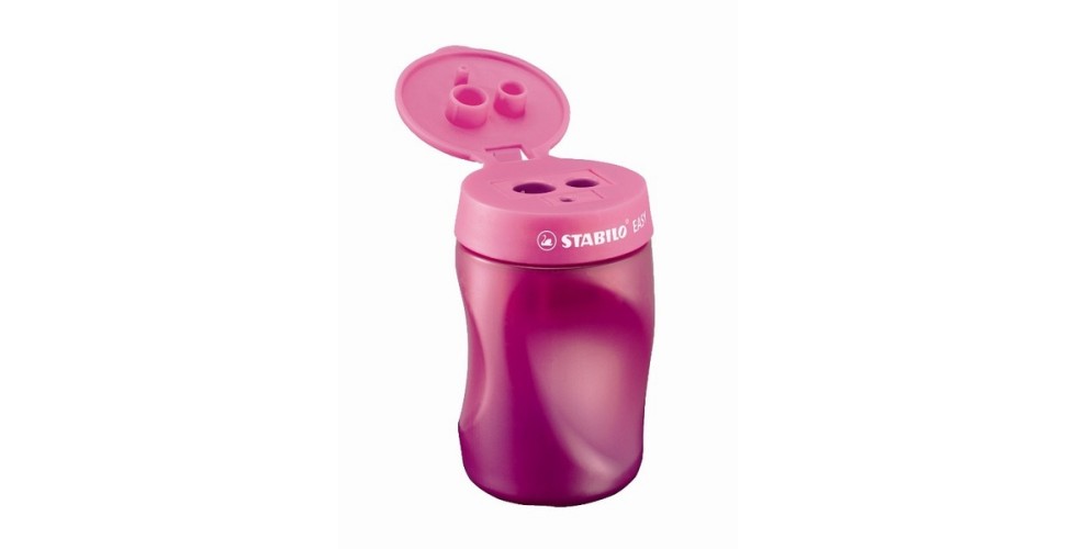 STABILO EASYsharpener 3-in-1 Left Handed Ergonomic Sharpener - Pink