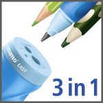 STABILO EASYsharpener 3-in-1 Left Handed Ergonomic Sharpener - blue