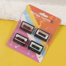 4 Pcs/Set Retro Turntable Fridge Magnet Cassette Tape