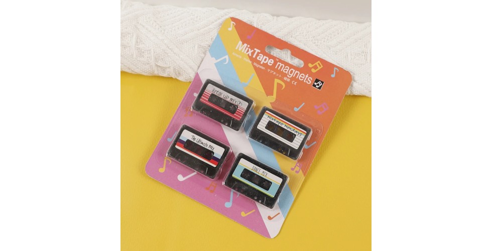 4 Pcs/Set Retro Turntable Fridge Magnet Cassette Tape