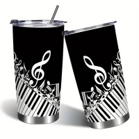 Stainless Steel Tumbler with Music Piano Keys