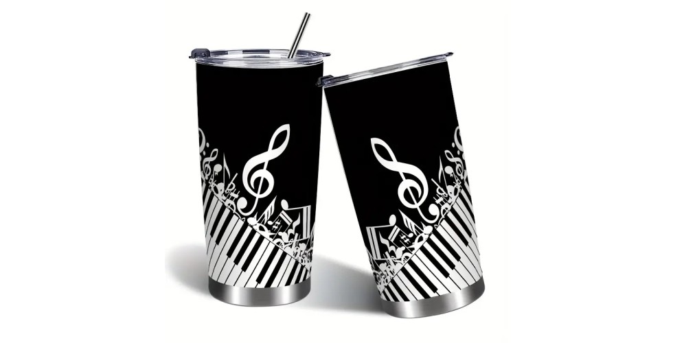 Stainless Steel Tumbler with Music Piano Keys