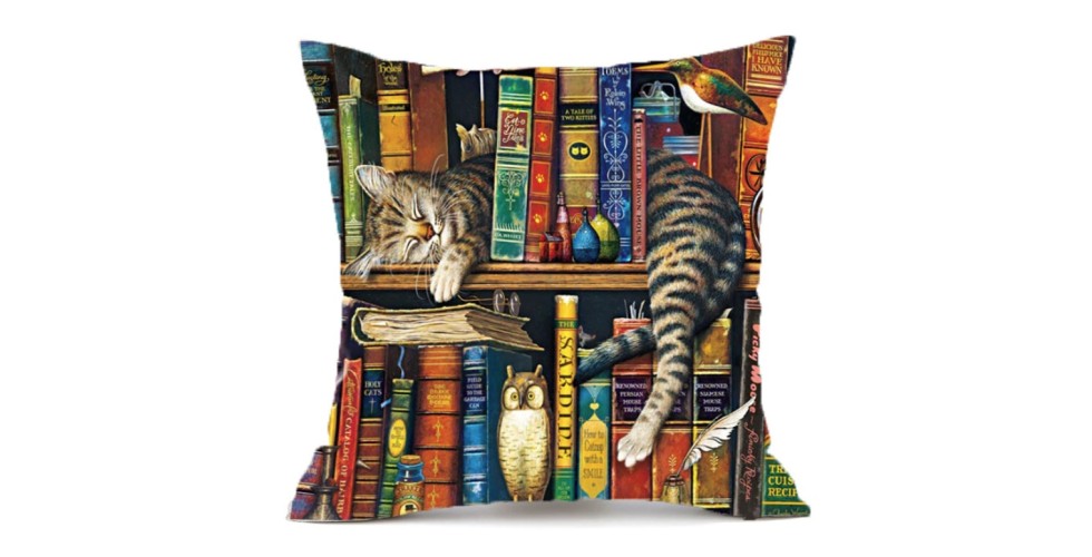 Cat Library Pillow Cotton