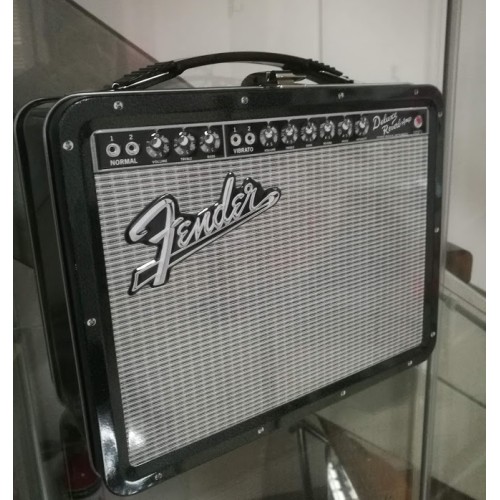 Aquarius Fender Black Tolex Metal Tin Lunch Box 