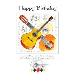 Happy Birthday Card - Guitar Design