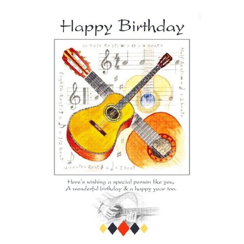 Happy Birthday Card - Guitar Design