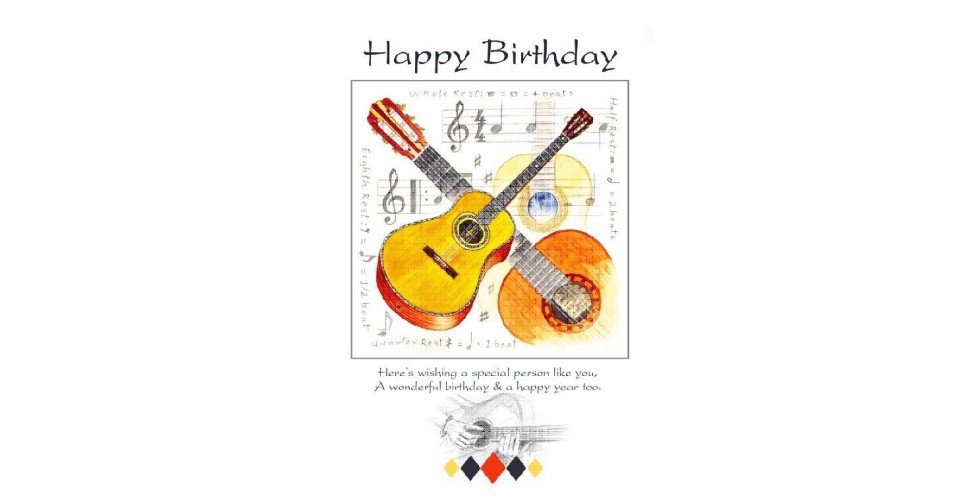 Happy Birthday Card - Guitar Design