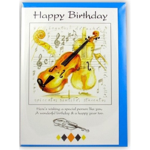 Happy Birthday Card - Violin Design