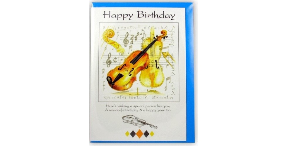 Happy Birthday Card - Violin Design