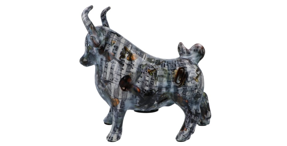 Ceramic money box bull with notes