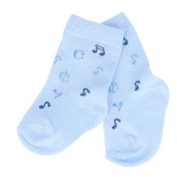 Baby Socks Music Notes Light Blue