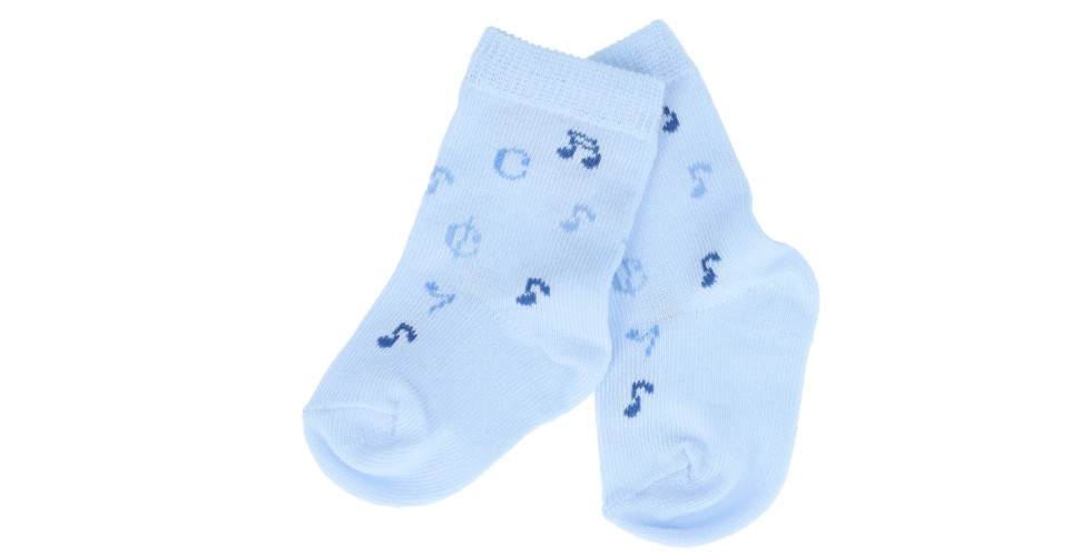 Baby Socks Music Notes Light Blue