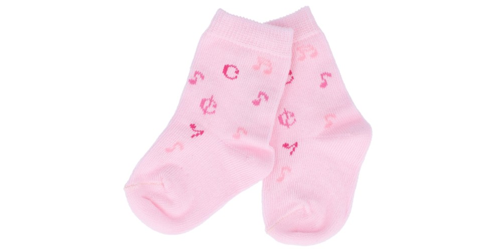 Baby Socks Music Notes Pink 