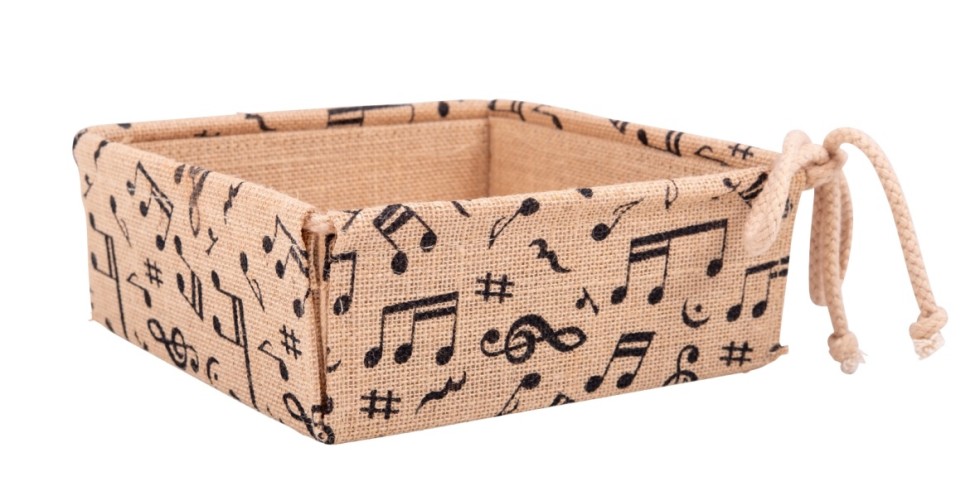 Jute basket mix of notes with cord