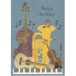 Greetings Card Birthday Music Instruments Clearwat