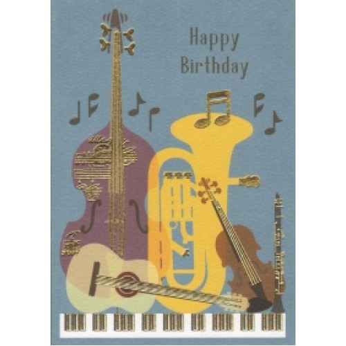 Greetings Card Birthday Music Instruments Clearwat