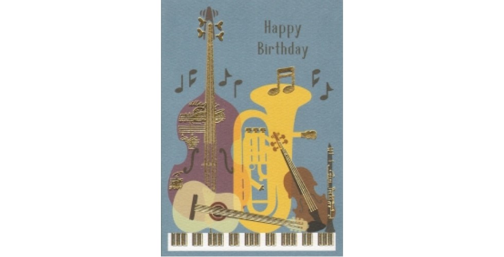 Greetings Card Birthday Music Instruments Clearwat