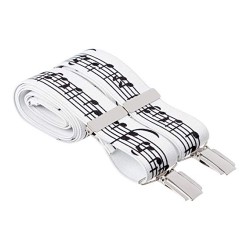 White Music Note Braces for Men