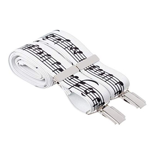 White Music Note Braces for Men