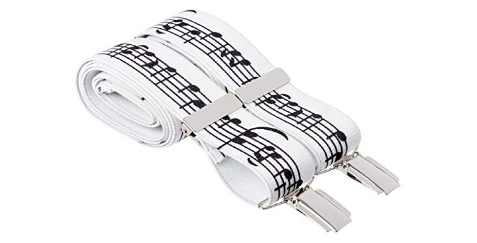 White Music Note Braces for Men