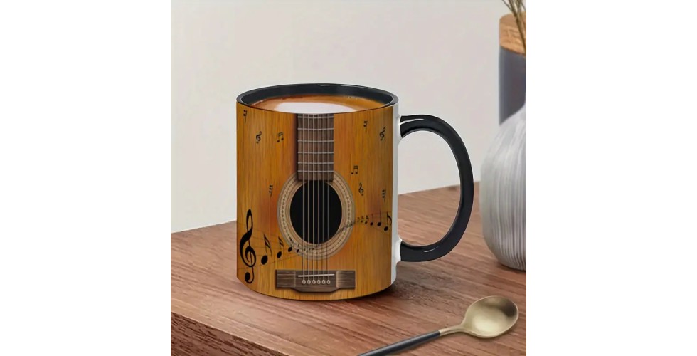 Guitar-Shaped Coffee Mug