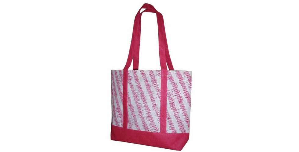 Jute Girly Tote Bag Music Stave Design