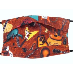 Guitars Face Mask Bordeaux 100% Cotton