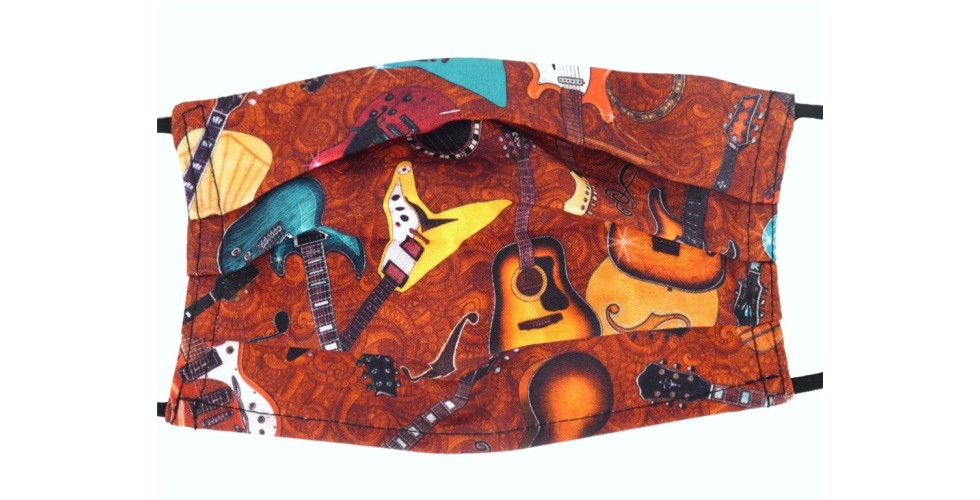 Guitars Face Mask Bordeaux 100% Cotton