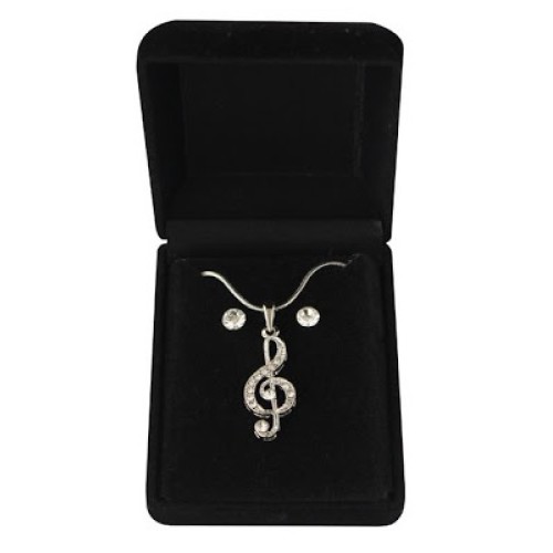 Necklace & Earrings Musical Note Treble Clef