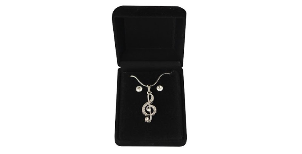 Necklace & Earrings Musical Note Treble Clef