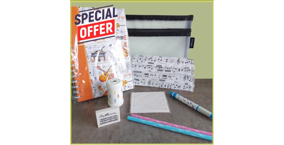 Music Themed Stationery Set - 8-Piece Set