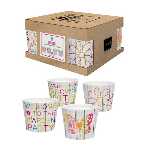 Eggcup set of 4 cardboard happiness mix