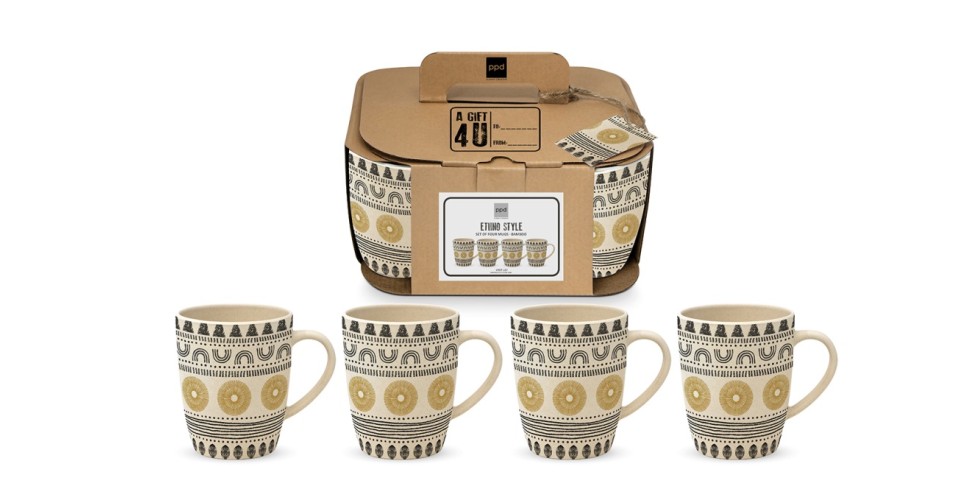 Ethno Style Bamboo Mug Set of 4 PPD