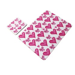 Placemat & Coaster Set Love Hearts