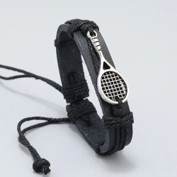 Bracelet with hand-woven Tennis racket