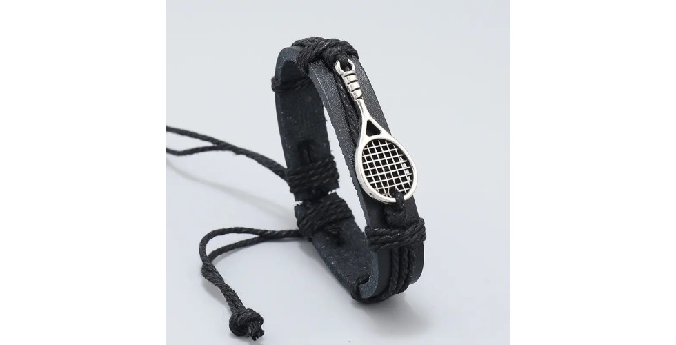 Bracelet with hand-woven Tennis racket