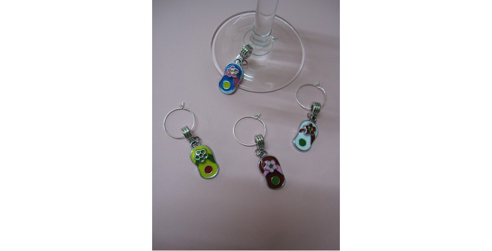Enamel FLIP FLOP Wine Glass Charms 